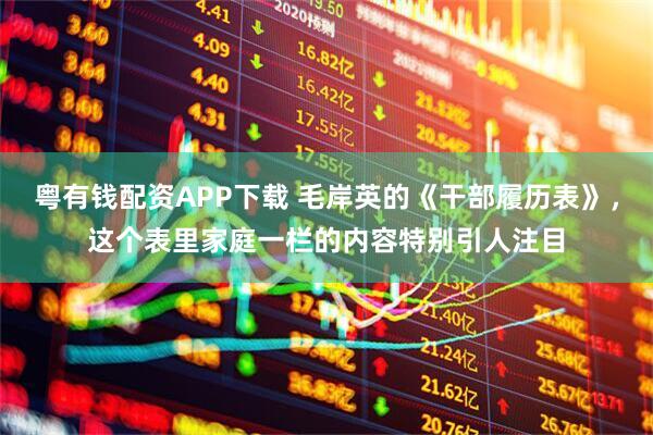 粤有钱配资APP下载 毛岸英的《干部履历表》，这个表里家庭一栏的内容特别引人注目